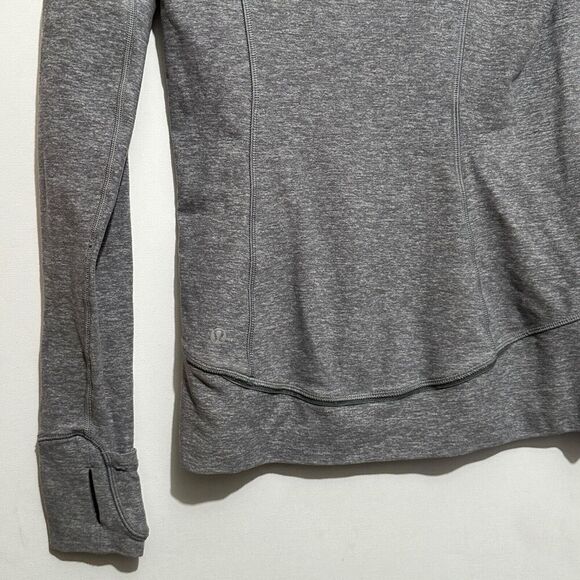 Lululemon Womens 6 Gray Heather Think Fast 1/4 Zip Pullover Shawl Collar Rulu - Picture 8 of 8